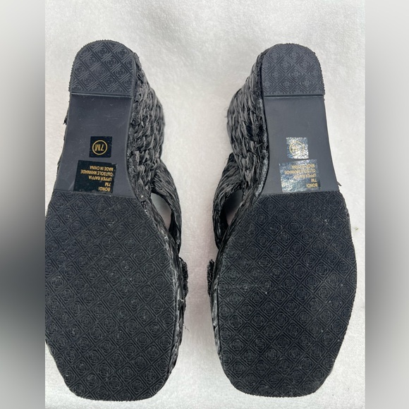 BEACH, black raffia woven wedges - Picture 5 of 5